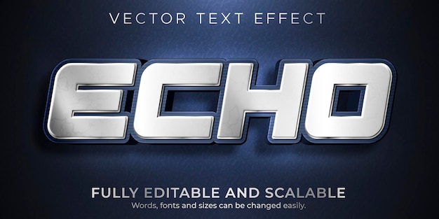 Metallic echo text effect, editable shiny and elegant text style