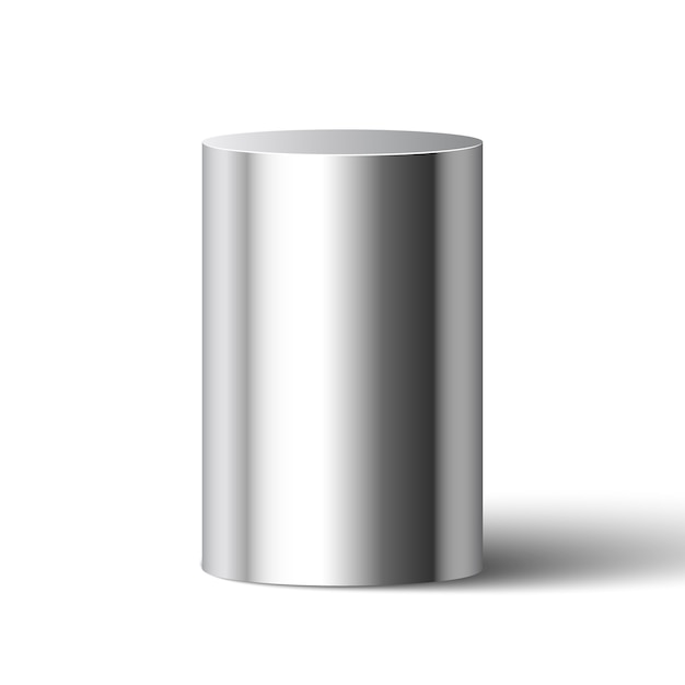 Vector metallic glossy cylinder. pedestal.