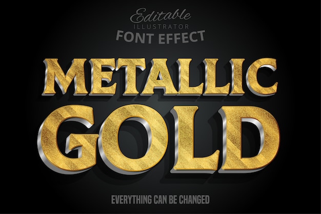 Vettore effetto di testo 3d in oro metallico con estrusione d'argento