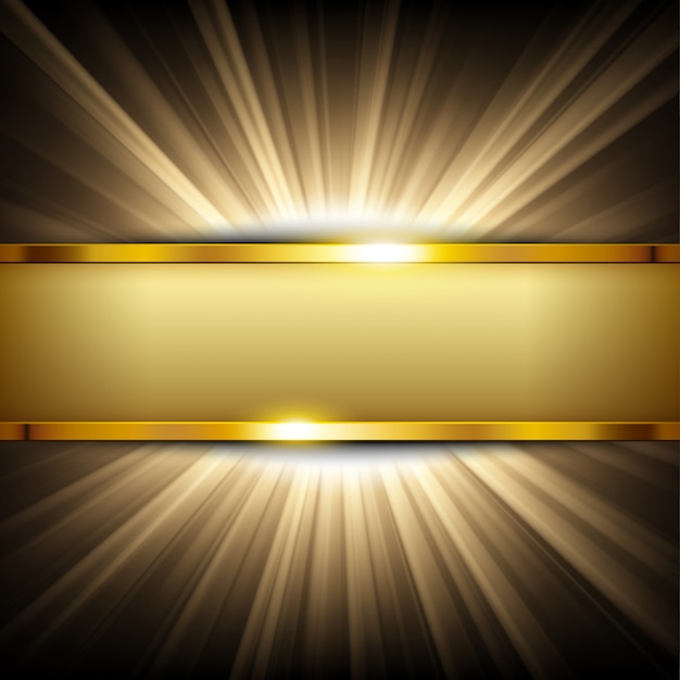 Metallic gold banner with text space on gold light