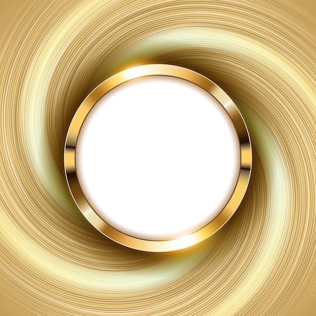 Вектор Металлическое золотое кольцо с текстовым пространством и вихревым светом