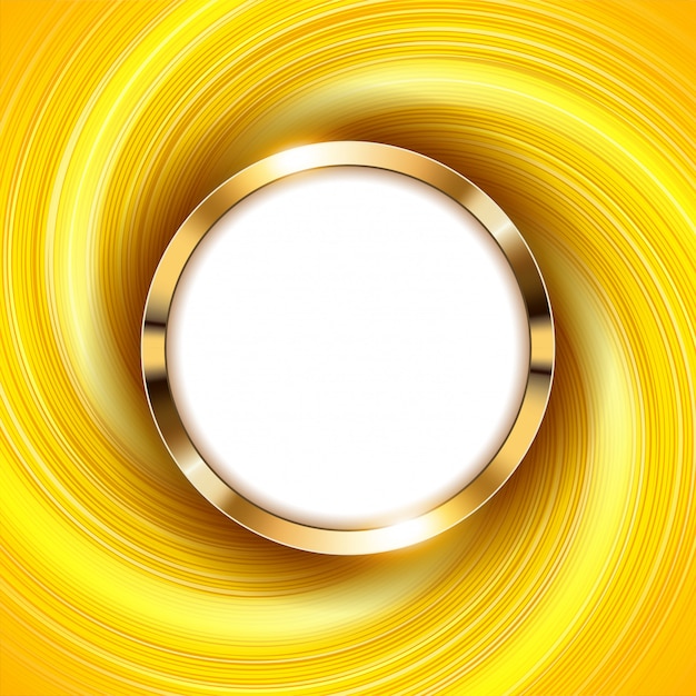 Vettore anello in oro metallizzato con spazio per il testo e luce gialla turbolenta