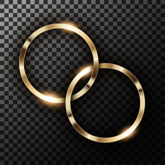 Vettore anelli d'oro metallizzati
