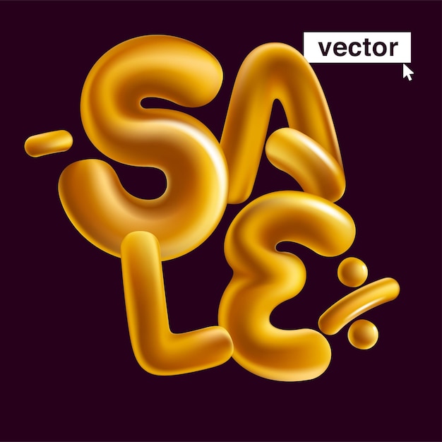 Vector metallic golden sale lettering with percentage sign