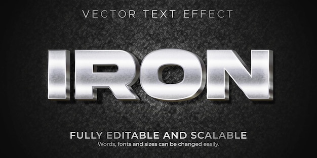 metallic iron text effect, editable shiny and elegant text style