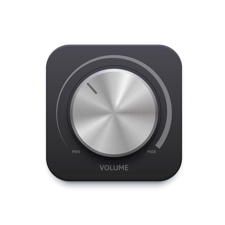 Vector metallic music sound round knob button, volume