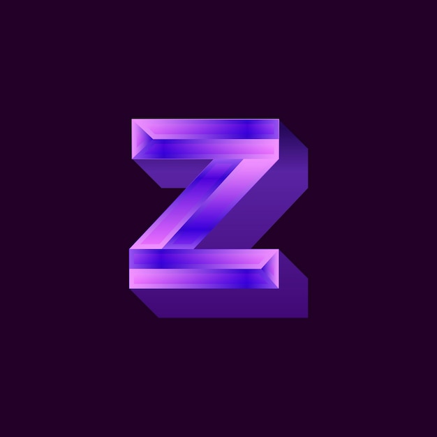 Vector metallic paarse z letter logo kleurovergang ontwerp illustratie