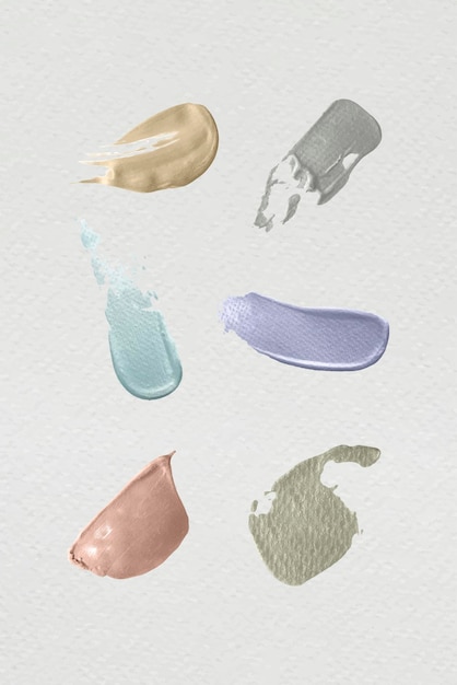 Metallic pastel brush stroke paints collection vector