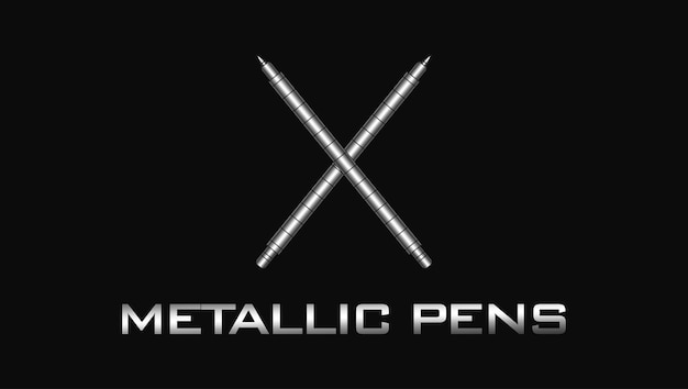 Metallic Pen Logo Design Modern Unique Template