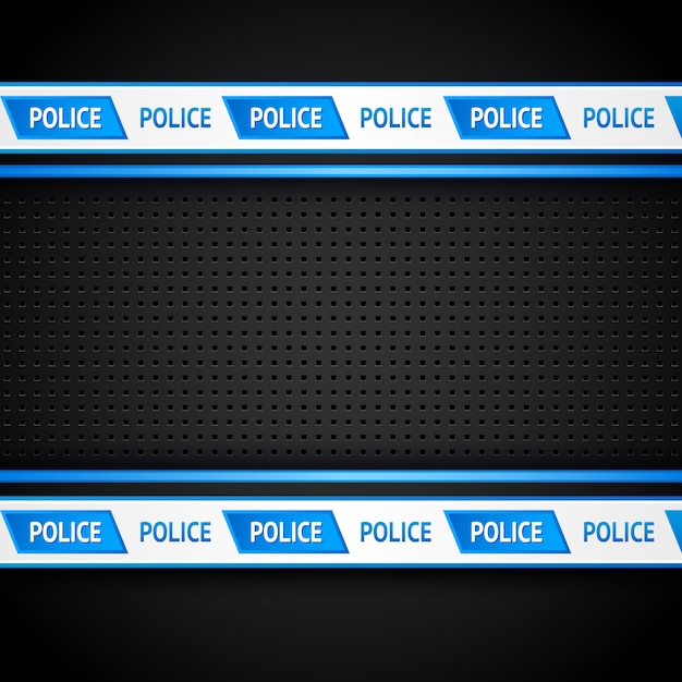 Vector metallic perforated black sheet, police background