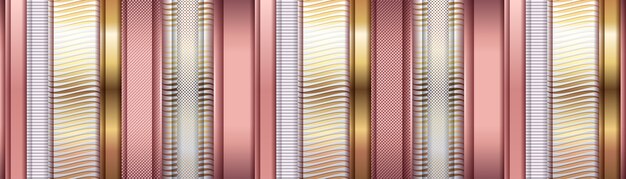 Vector metallic pink and golden abstract layer geometric banner