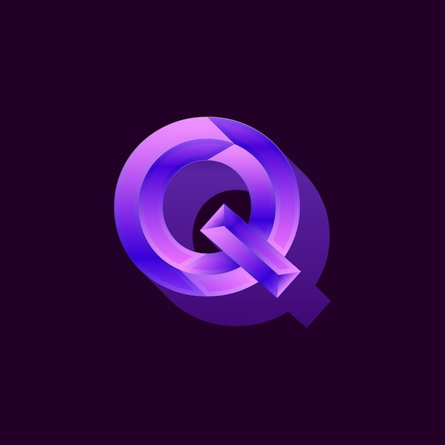 Metallic purple q Letter logo gradient design illustration