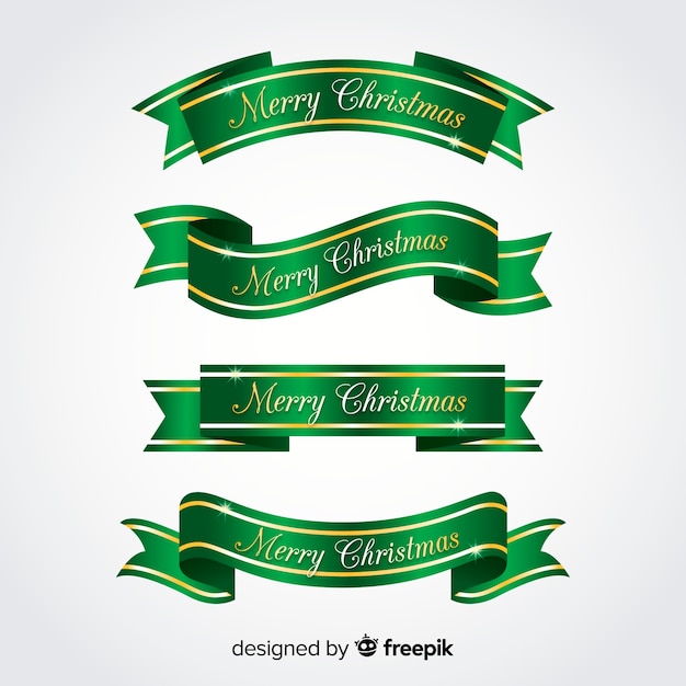 Vector metallic ribbons christmas collection