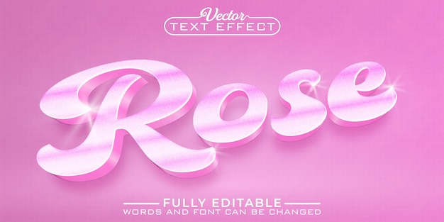 Metallic roze kleur vector bewerkbare teksteffect sjabloon