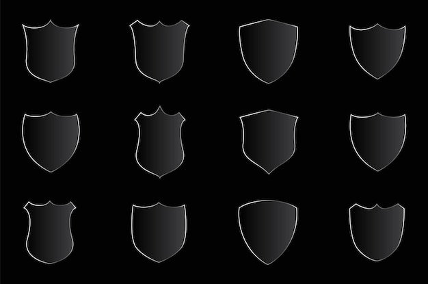 Metallic Shield Badge Guard Design EPS Vector