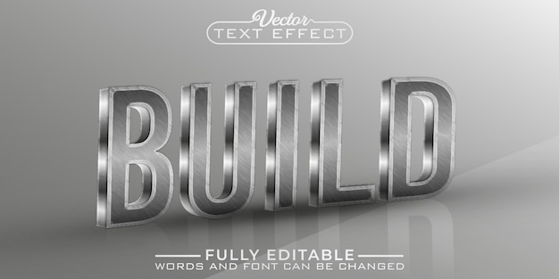 Metallic Silver Build Vector Editable Text Effect Template