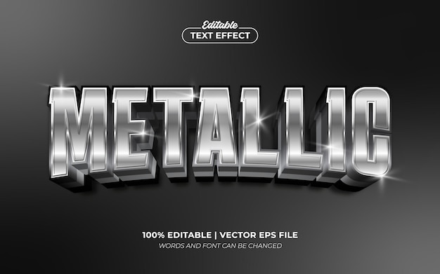 Metallic silver chrome steel editable text effect font style