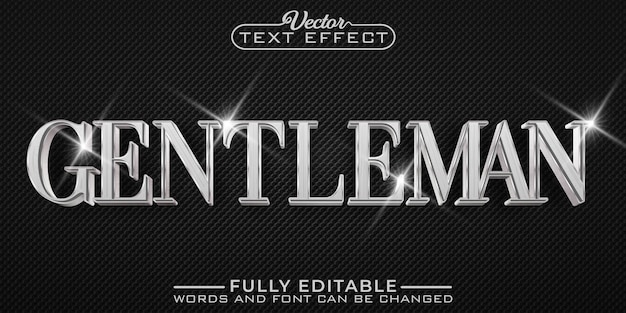 Metallic Silver Gentleman Vector Editable Text Effect Template