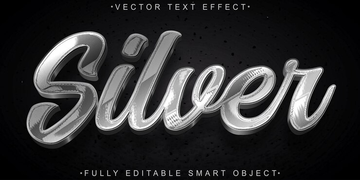 Vector metallic silver vector editable text effect template