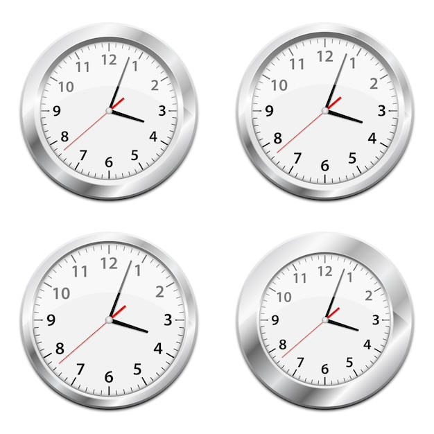 Metallic wall clock   illustration on white background