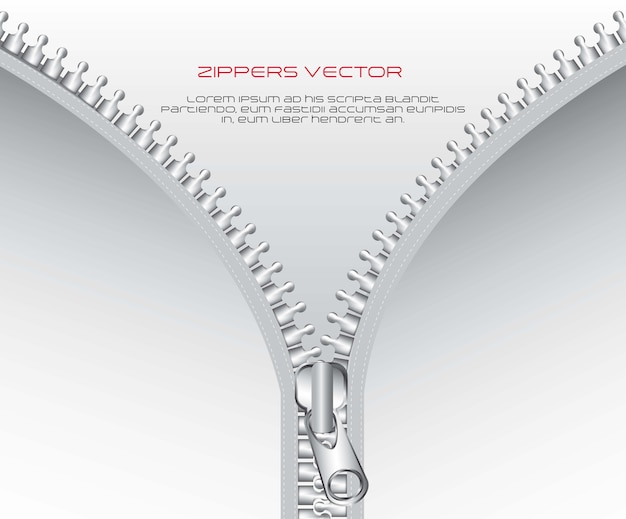 Металлическая застежка-молния с пространством для копирования векторных иллюстраций
