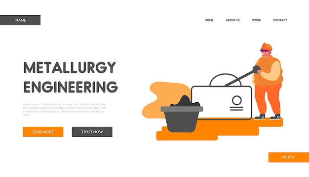 Metallurgical heavy industry company website landing page.