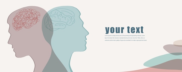 Metaphor bipolar disorder mind mental Double face Split personalityConcept mood disorder2 Head