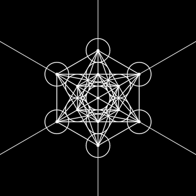 Метатрон кубический цветок жизни графический элемент сакральной геометрии векторная изолированная иллюстрация
