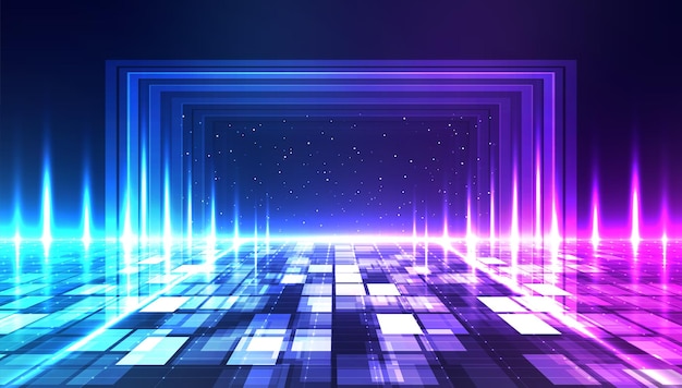 Metaverse abstract background concept Perspective laser grid Future technology Digital science fiction matrix background