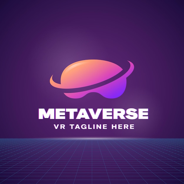 Metaverse Abstract Vector teken symbool Logo sjabloon Virtual Reality bril met vervormde typografie Cyberspace embleem geïsoleerd