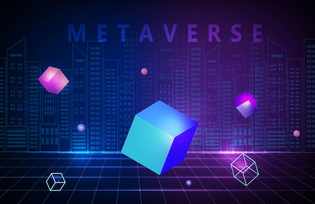 Metaverse and blockchain the word Metaverse virtual reality and augmented reality technology