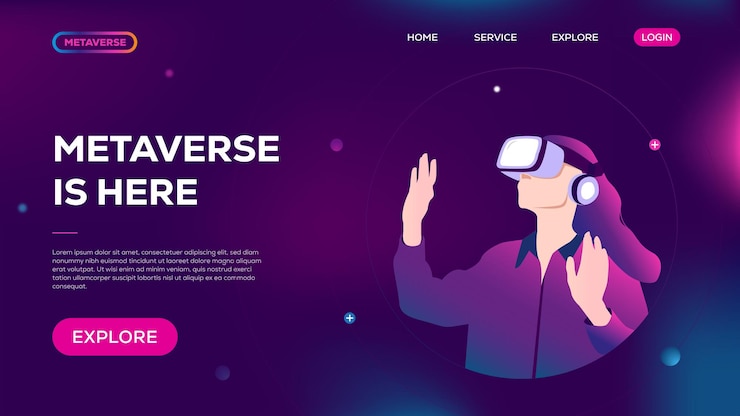 Vector metaverse dynamic landing page premium vector