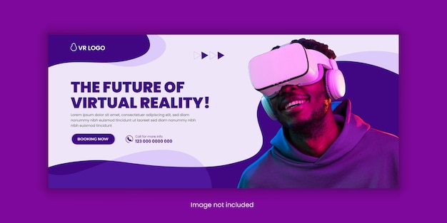 Metaverse Facebook Cover Banner and Technology concept Facebook cover banner design template