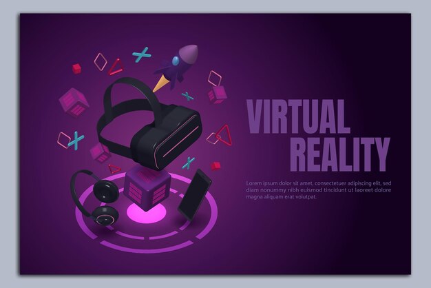 Vettore tecnologia metaverse esperienza tecnologia di realtà virtuale