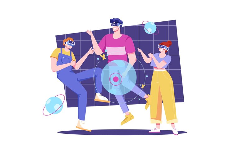 Vector metaverse technology illustration concept flat illustration isolated on white background
