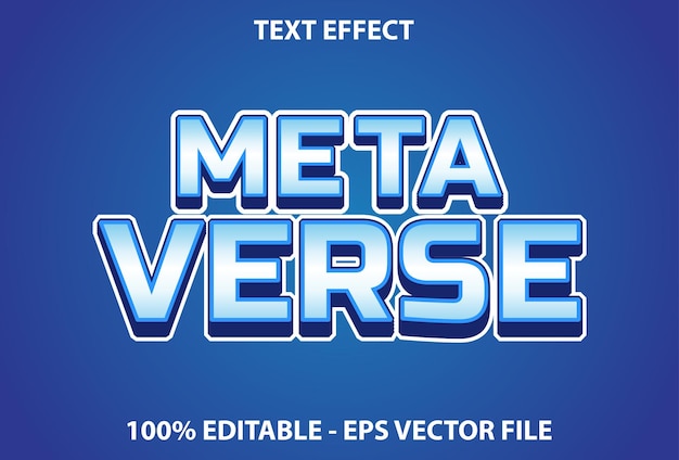 Vector metaverse text effect editable blue color