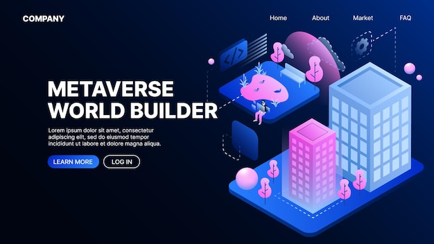 Metaverse World Builder Metaworld 웹 방문 페이지 템플릿