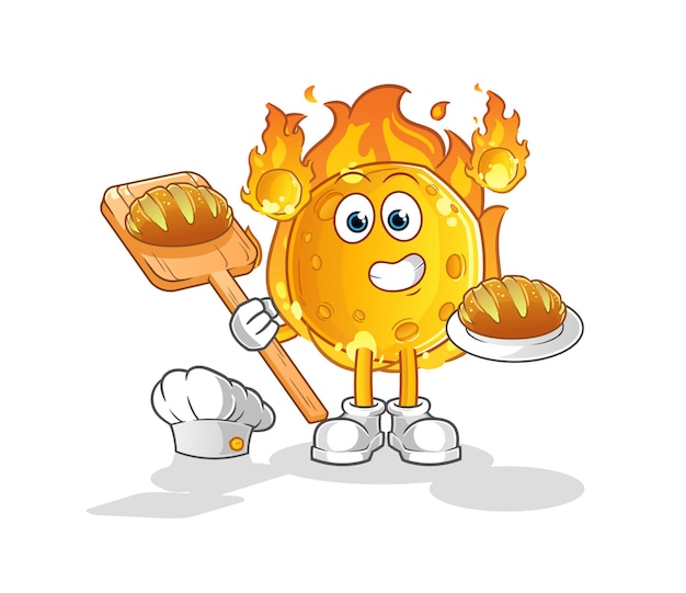 The meteor baker with bread. cartoon mascot vector