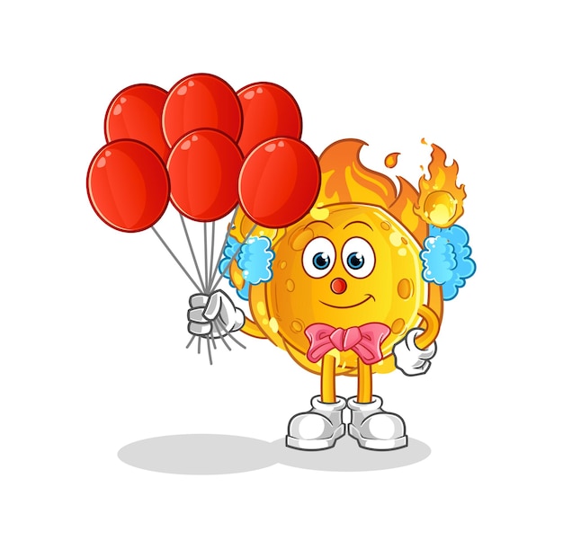 The meteor clown with balloons vector cartoon character