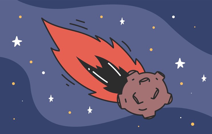Метеоритная комета метеоритный огонь в космическом небе концепция графического дизайна иллюстрация
