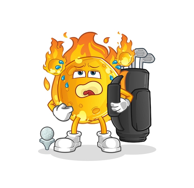 The meteor with golf equipment. cartoon mascot vector