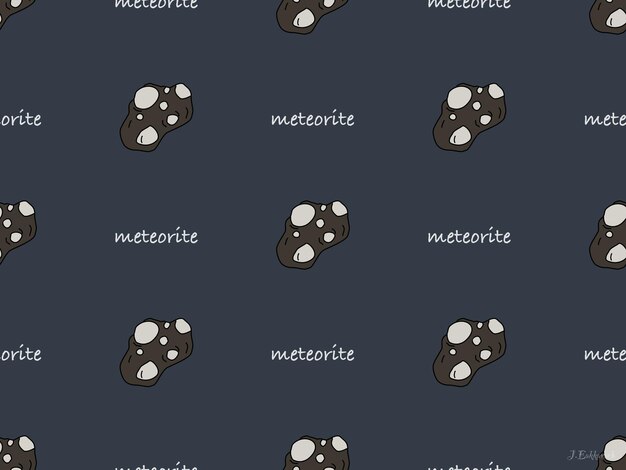 Meteorite cartoon character seamless pattern on gray background