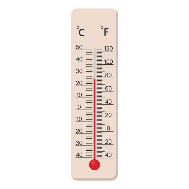 Метеорологический термометр по Фаренгейту и Цельсию для измерения температуры воздуха Векторная иллюстрация