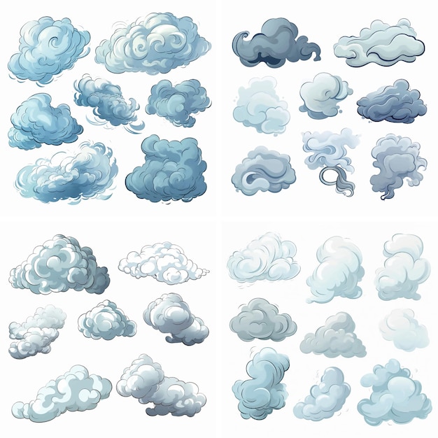 meteorologische voorspelling hemel atmosfeer wolkengezicht pluizige schets doodle weer klimaat