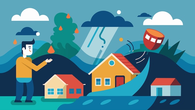 Vettore il meteorologo prevede un'importante inondazione con l'aumento delle acque e un potenziale pericolo per le case