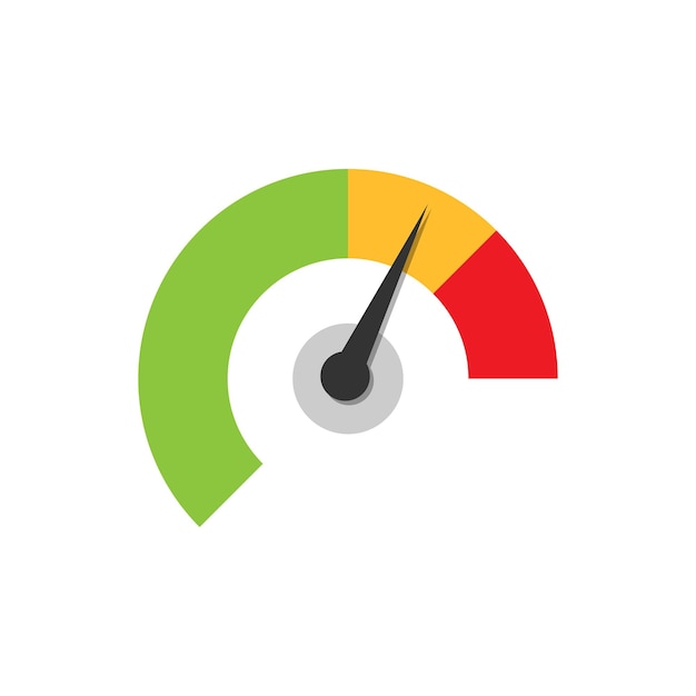 Meter dashboard icon in flat style Credit score indicator level vector illustration on white isolated background Gauges with measure scale business concept