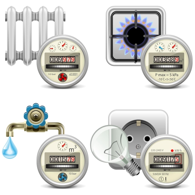 Meter icons isolated illustration