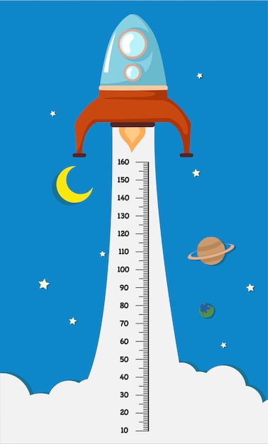 Вектор Метр настенный с ракетой.иллюстрация