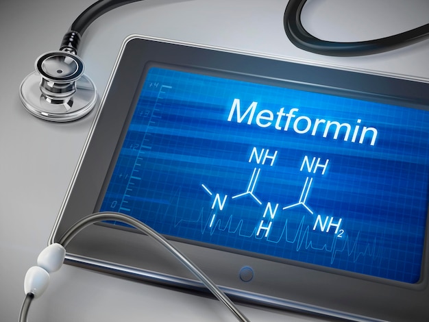 metformin word displayed on tablet