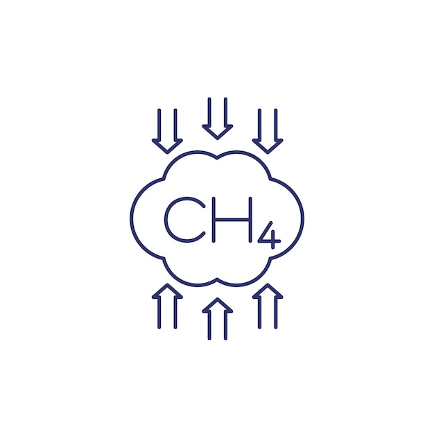 Vector methane emissions reduction line icon